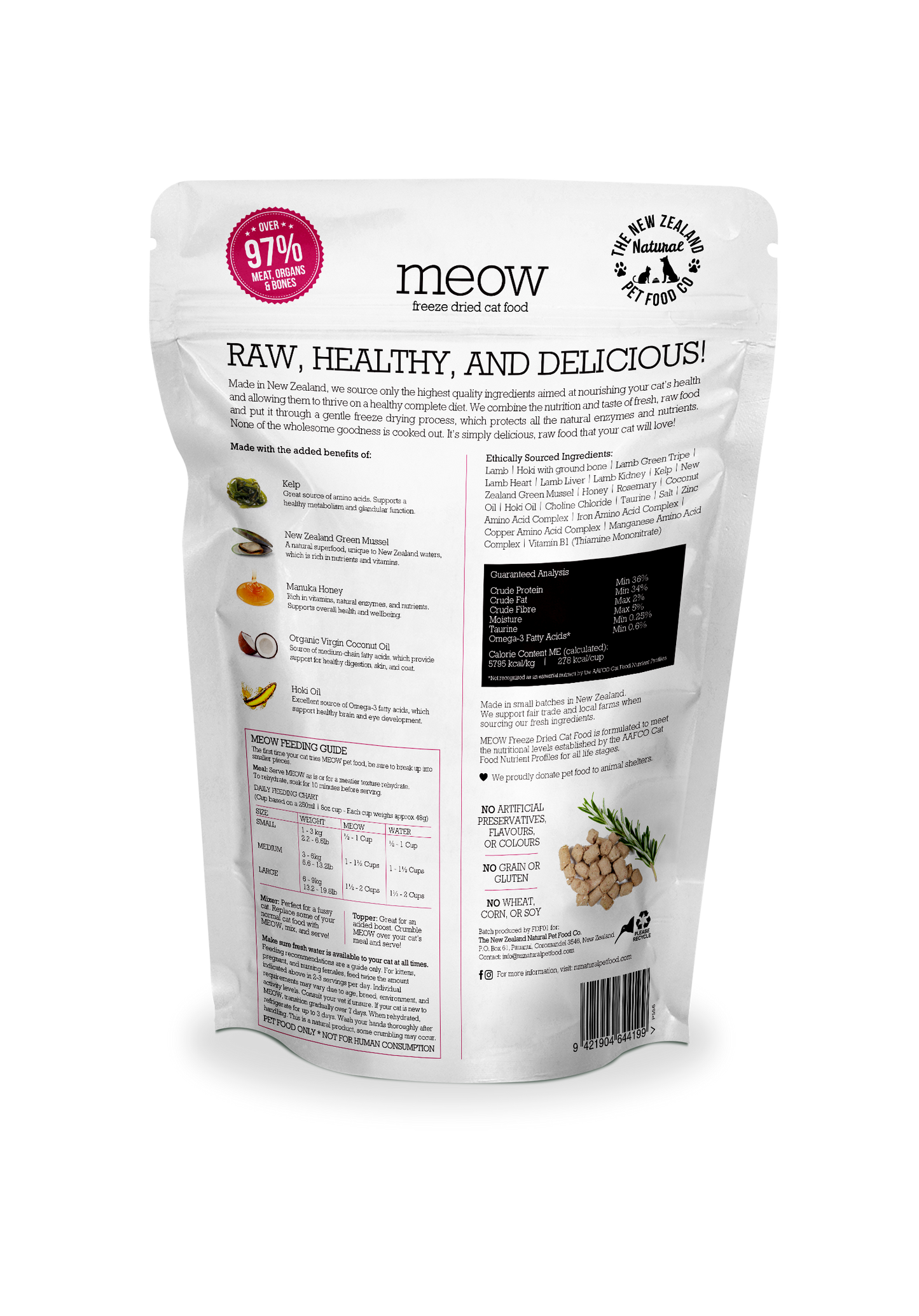 Meow Lamb & Hoki Freeze Dried Cat Food 1.76oz