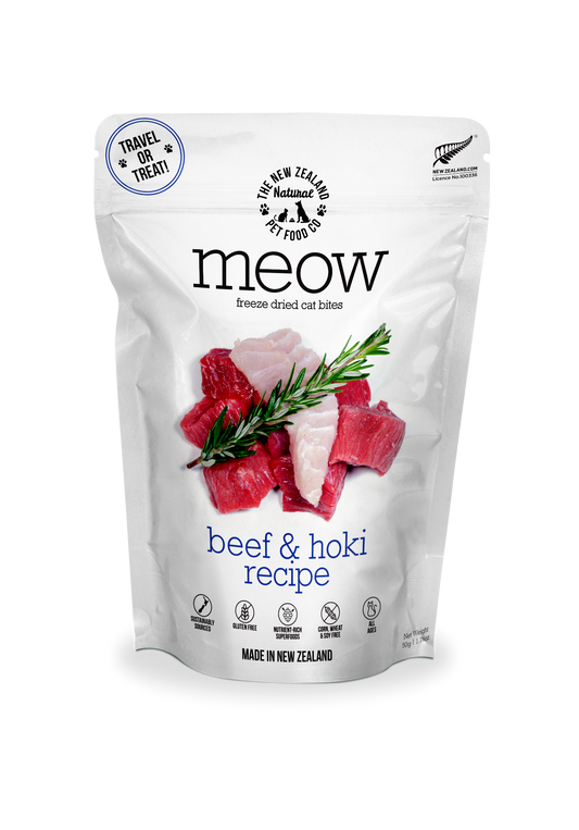 Meow Beef & Hoki Freeze Dried Cat Food 1.76oz