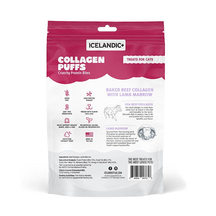 Icelandic+ Beef Collagen Puffs with Marrow Treats for Cats: 0.5-oz Bag