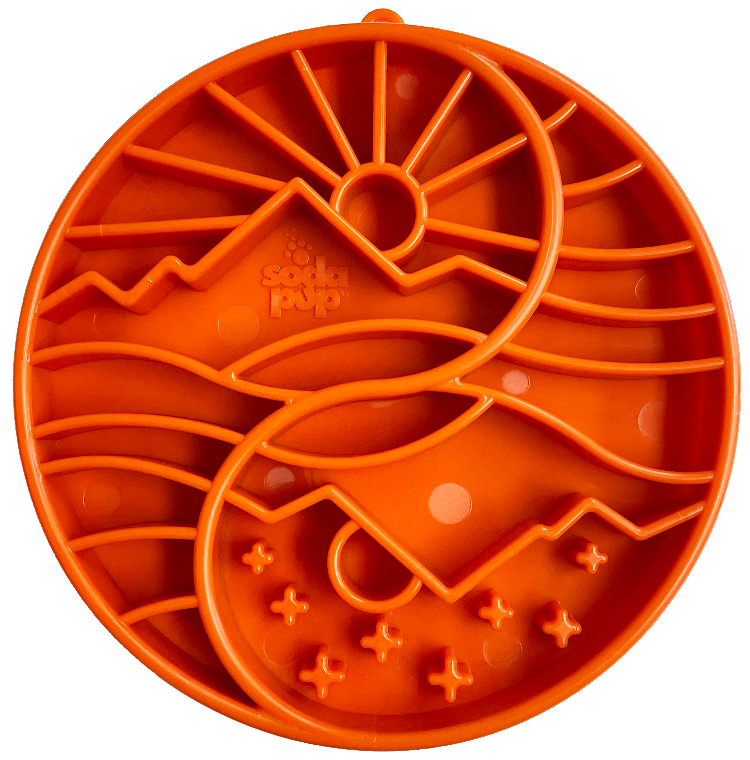 Yin Yang Design Shallow eTray Enrichment Slow Feeder Tray for Dogs: Orange