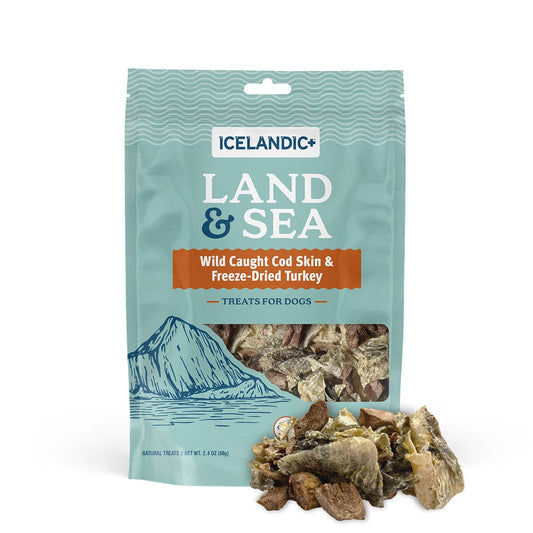 Icelandic+ Land & Sea Cod Skin & Freeze-Dried Trky Dog Treat: 2.4 oz