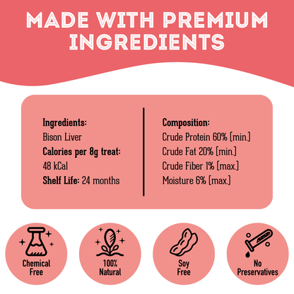 Bison Liver Dehydrated PetTreat: High Protein & Omega 3