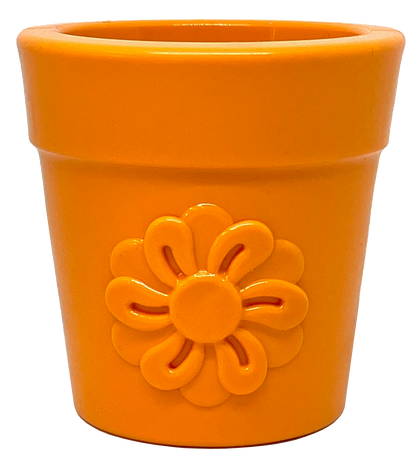 Flower Pot Durable Rubber Treat Dispenser & Enrichment: Blue