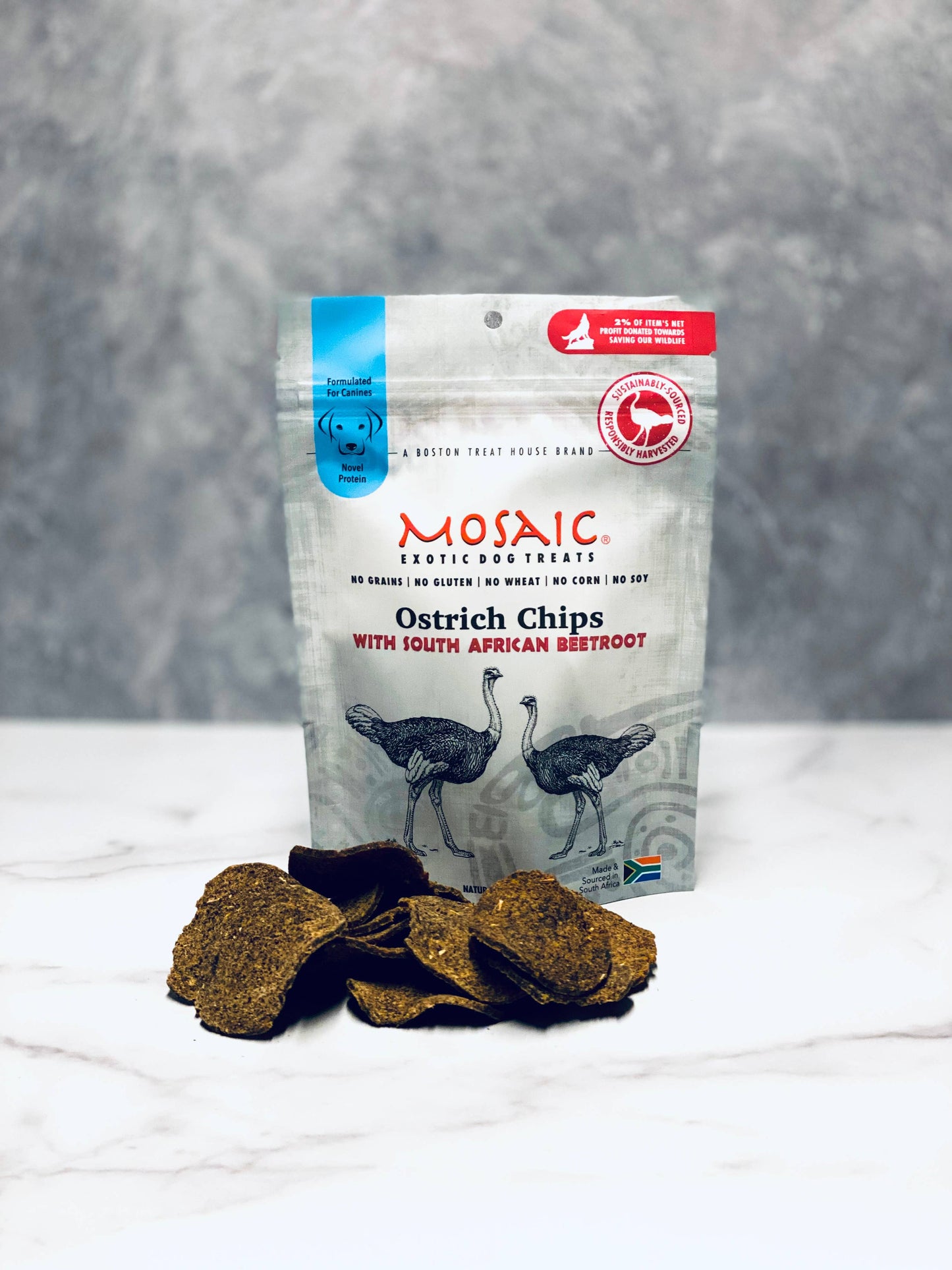 South African Ostrich Chips Infused with Beetroot, 2.5 oz