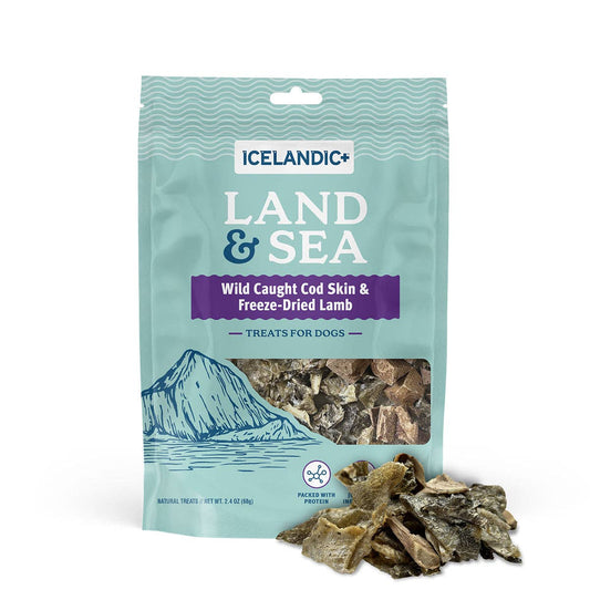 Icelandic+ Land & Sea Cod Skin & Freeze-Dried Lamb Dog Treat: 2.4 oz