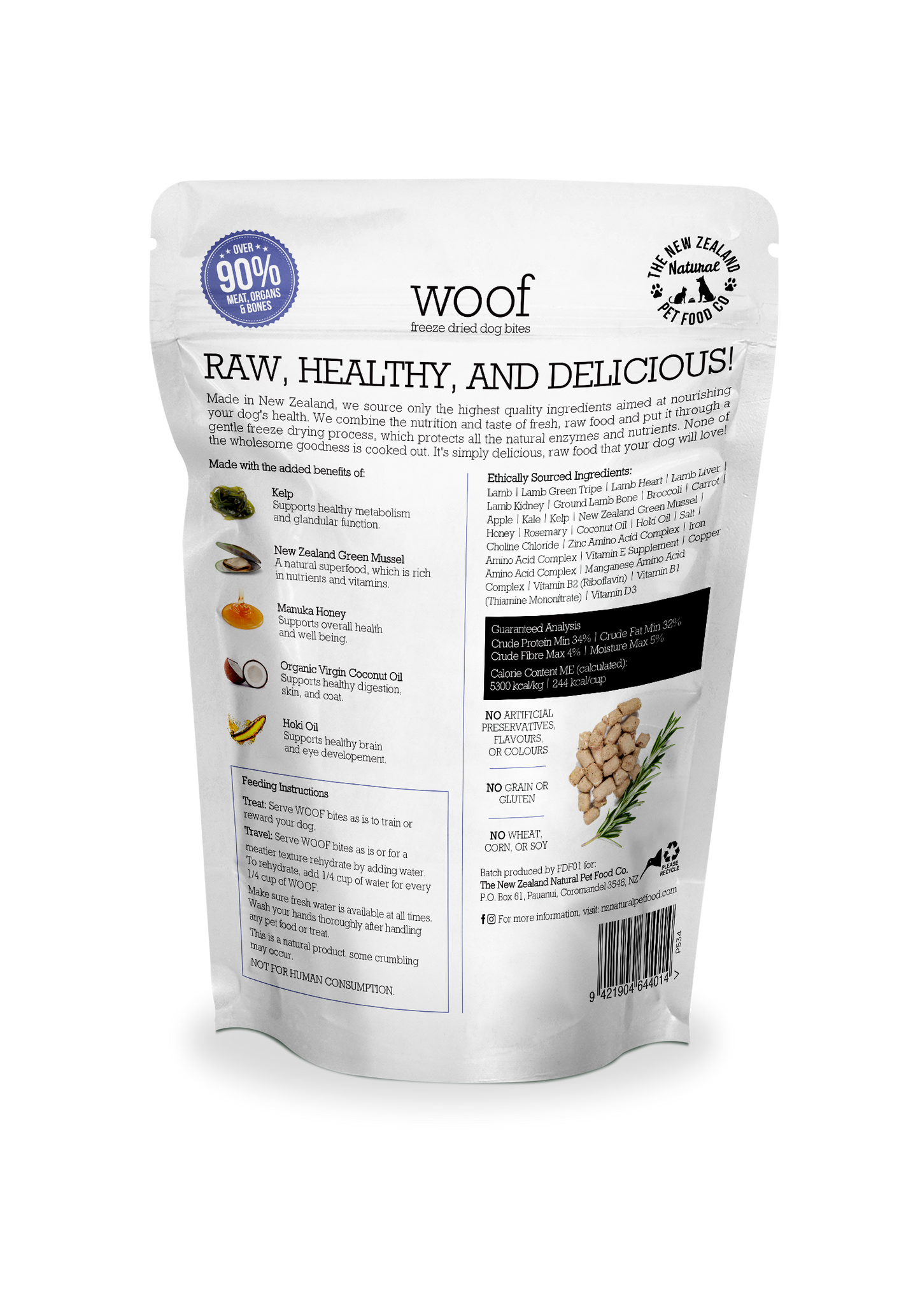 Woof Lamb Freeze Dried Dog Food 1.76oz