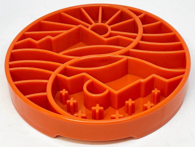 Yin Yang Design Shallow eTray Enrichment Slow Feeder Tray for Dogs: Orange