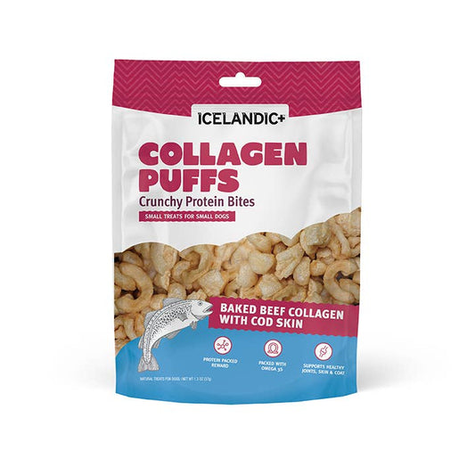 Icelandic+ Beef Collagen Puffs w/ Cod Skin Small Dogs 1.3-oz: 1.3-oz Bag