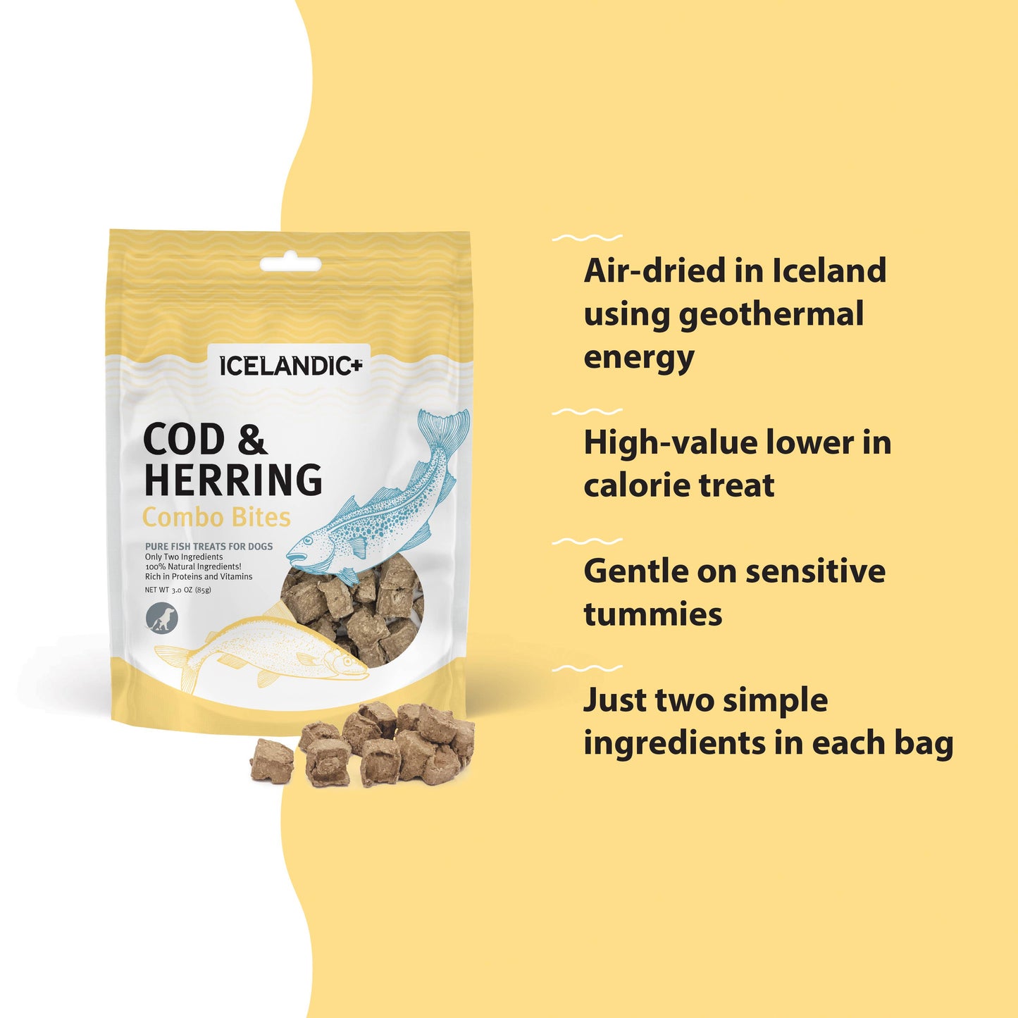 Icelandic+ Cod & Herring Combo Bites Fish Dog Treat 3.0-oz: Default Title