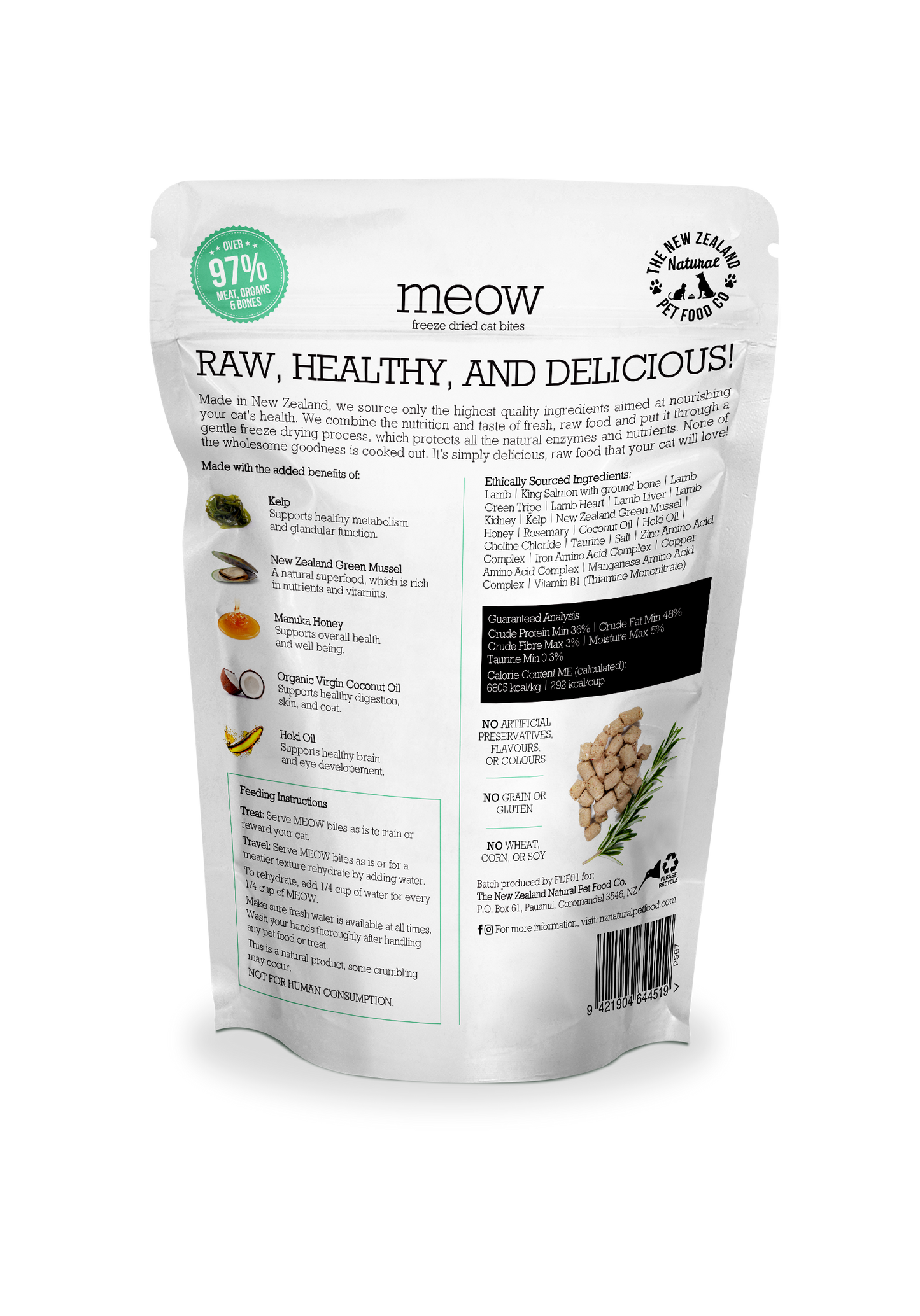 Meow Lamb & King Salmon Freeze Dried Cat Food 1.76oz