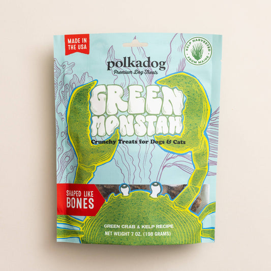 Polkadog Green Monstah Bone Shaped Crunchy Dog & Cat Treats