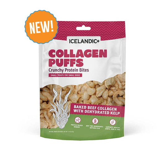 Icelandic+ Beef Collagen Puffs with Kelp Small Dogs 1.3-oz: 1.3-oz Bag