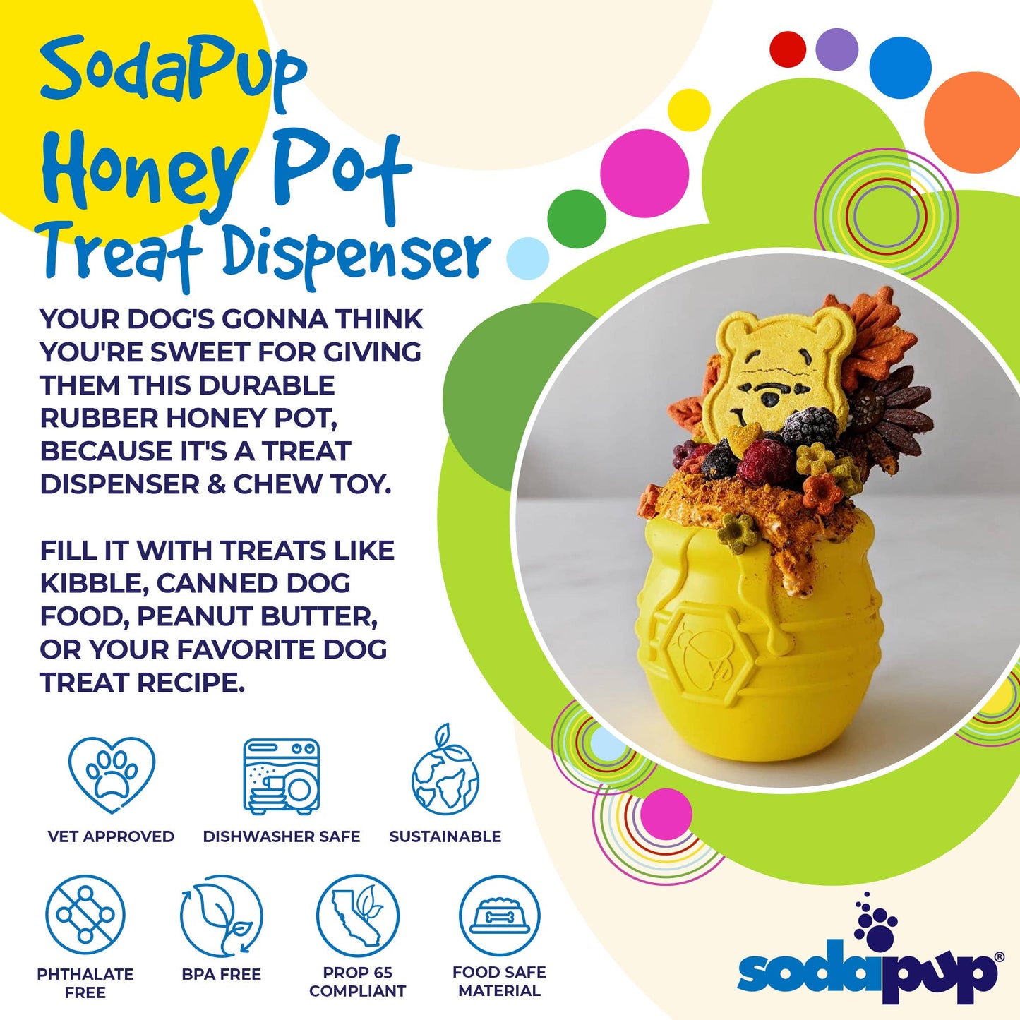 Large PUP-X Honey Pot Treat Dispenser: Purple