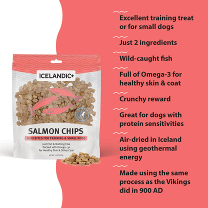 Icelandic+ Salmon Mini Fish Chips Dog Treats: 2.5-oz