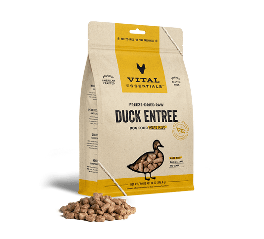 Vital Essentials Raw Duck FD Dog Food Mini Nibs 14 oz