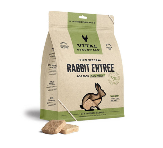 Vital Essentials Raw Rabbit FD Dog Food Mini Patties 14 oz