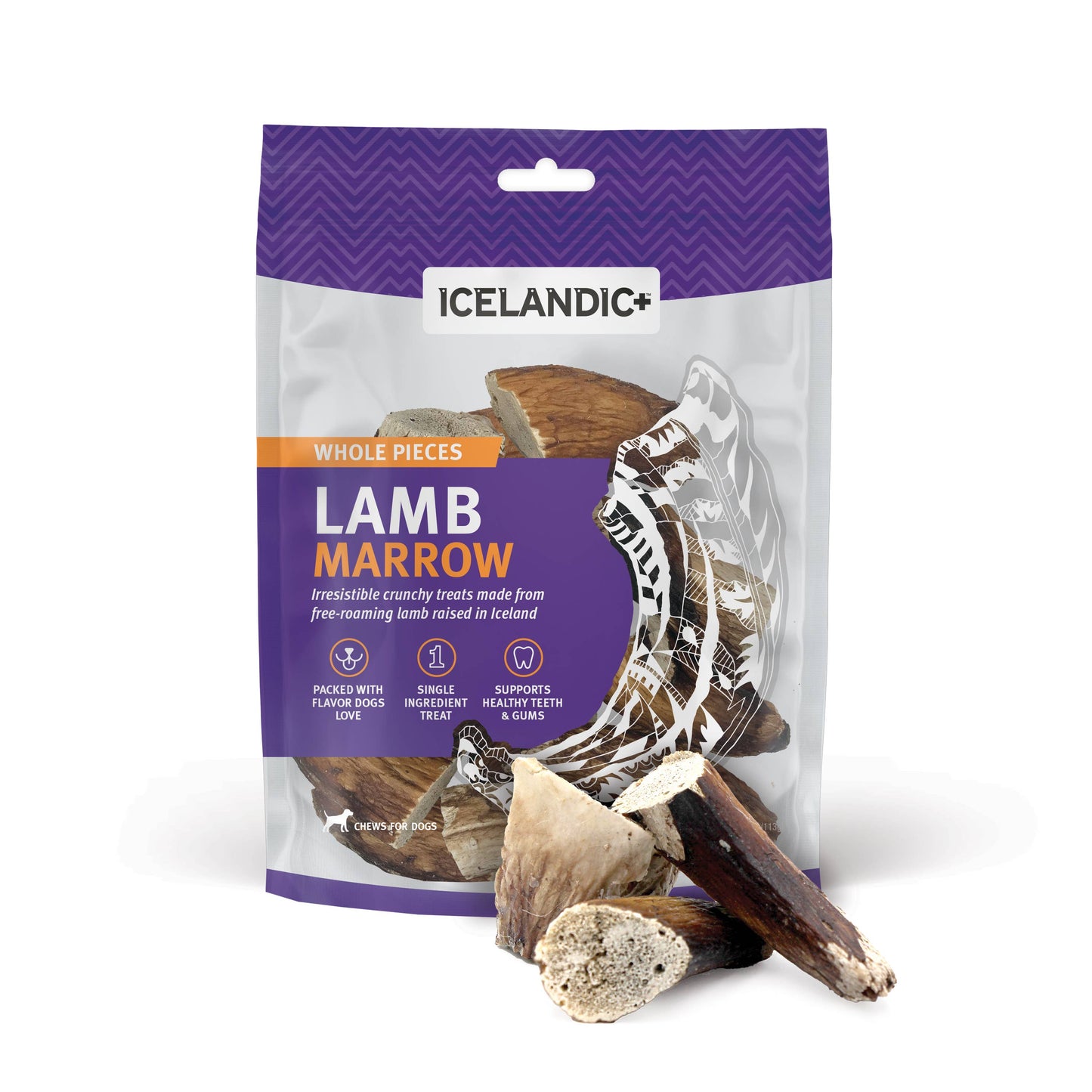 Icelandic+ Lamb Marrow Whole Pieces Dog Treat 4-oz Bag: Default Title