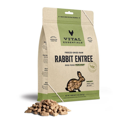 Vital Essentials Raw Rabbit FD Dog Food Mini Nibs 14 oz