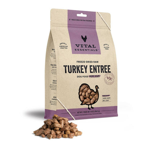 Vital Essentials Raw Turkey FD Dog Food Mini Nibs 14 oz