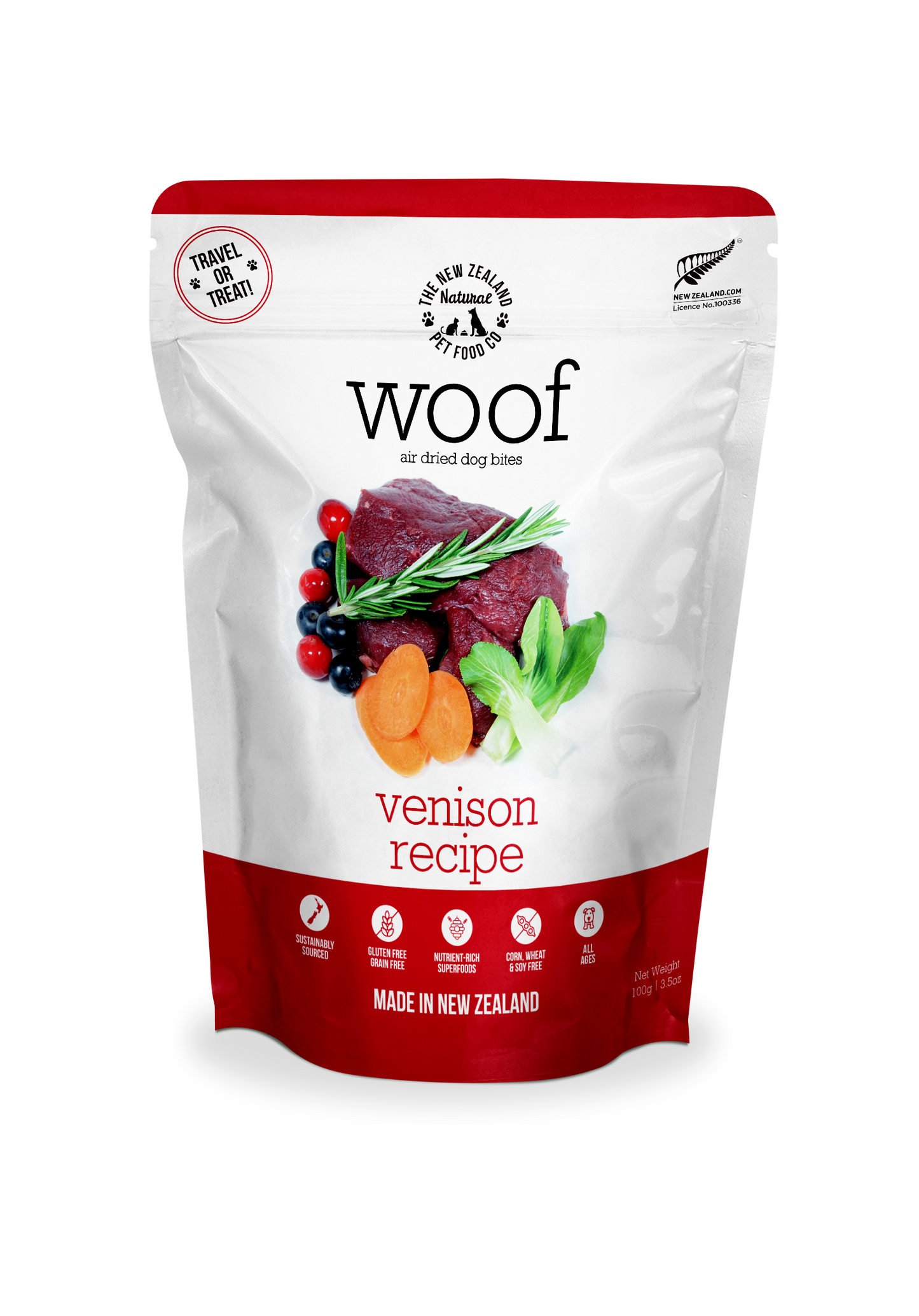 Woof Venison Air Dried Dog Food 3.5oz