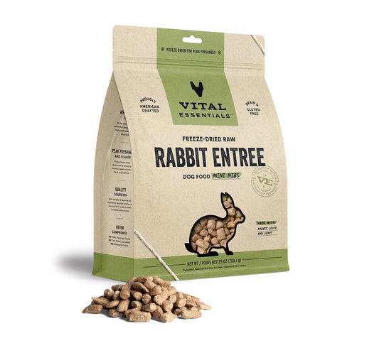 Vital Essentials Raw Rabbit FD Dog Food Mini Nibs 25 oz